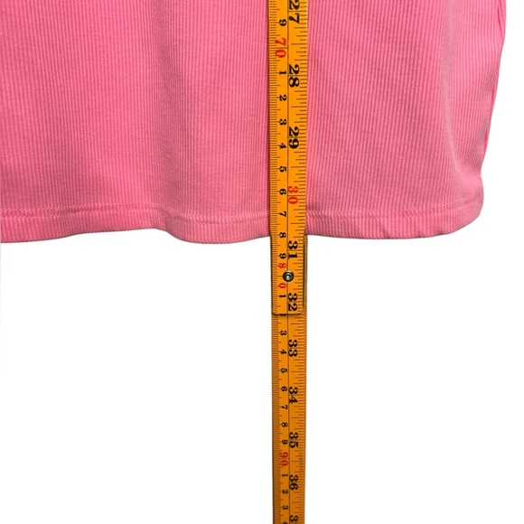 Athleta Signature Rib Tee Dress Bubblegum Raphanus Pink Barbie Size Small - Picture 12 of 13